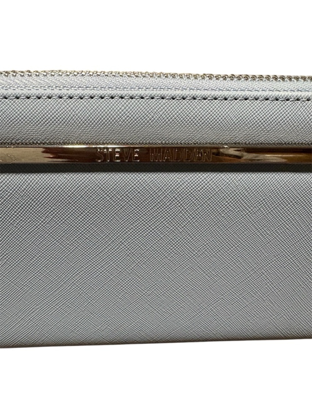 Steve Madden Light Blue Zip Clutch with Silver Bar - Picture 2 of 10